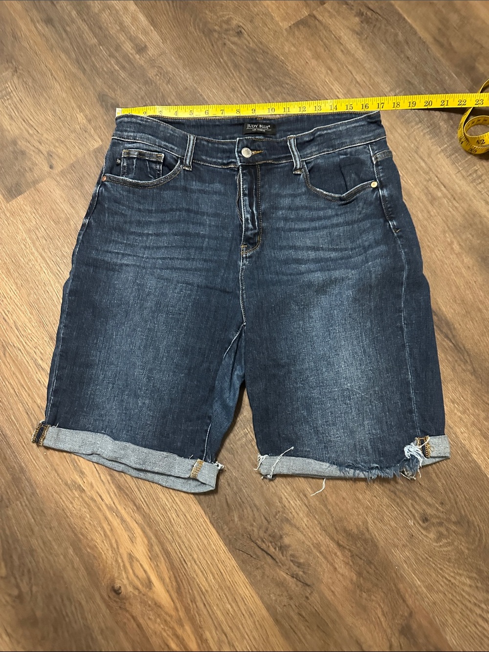 Judy Blue 1XL Dark Indigo Cuffed Denim Bermuda Shorts